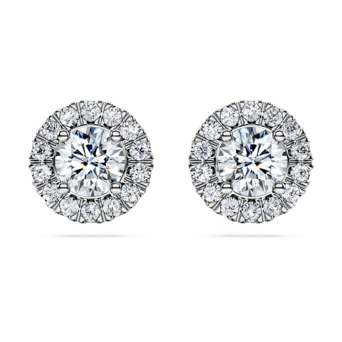 Eternity Halo-Ohrringe mit im Labor gezüchteten Diamanten, 2 Karat insgesamt, runde Form, 14 Karat Weißgold Eternity Halo-Ohrringe mit im Labor gezüchteten Diamanten, 2 Karat insgesamt, runde Form, 14 Karat Weißgold