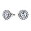 Eternity Halo-Ohrringe mit im Labor gezüchteten Diamanten, 2 Karat insgesamt, runde Form, 14 Karat Weißgold Eternity Halo-Ohrringe mit im Labor gezüchteten Diamanten, 2 Karat insgesamt, runde Form, 14 Karat Weißgold