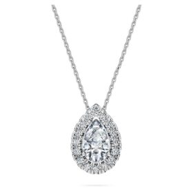 Eternity Halo Solitaire-Anhänger mit im Labor gezüchteten Diamanten, 1 Karat insgesamt, Birnenform, 14 Karat Weißgold