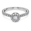 Eternity-Halo-Solitärring mit im Labor gezüchteten Diamanten, 0,45 Karat insgesamt, runde Form, Sterlingsilber