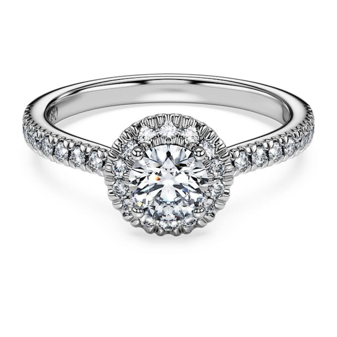 Eternity-Halo-Solitärring mit im Labor gezüchteten Diamanten, 0,8 Karat insgesamt, runde Form, 14 Karat Weißgold Eternity-Halo-Solitärring mit im Labor gezüchteten Diamanten, 0,8 Karat insgesamt, runde Form, 14 Karat Weißgold