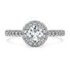 Eternity-Halo-Solitärring mit im Labor gezüchteten Diamanten, 0,8 Karat insgesamt, runde Form, 14 Karat Weißgold Eternity-Halo-Solitärring mit im Labor gezüchteten Diamanten, 0,8 Karat insgesamt, runde Form, 14 Karat Weißgold
