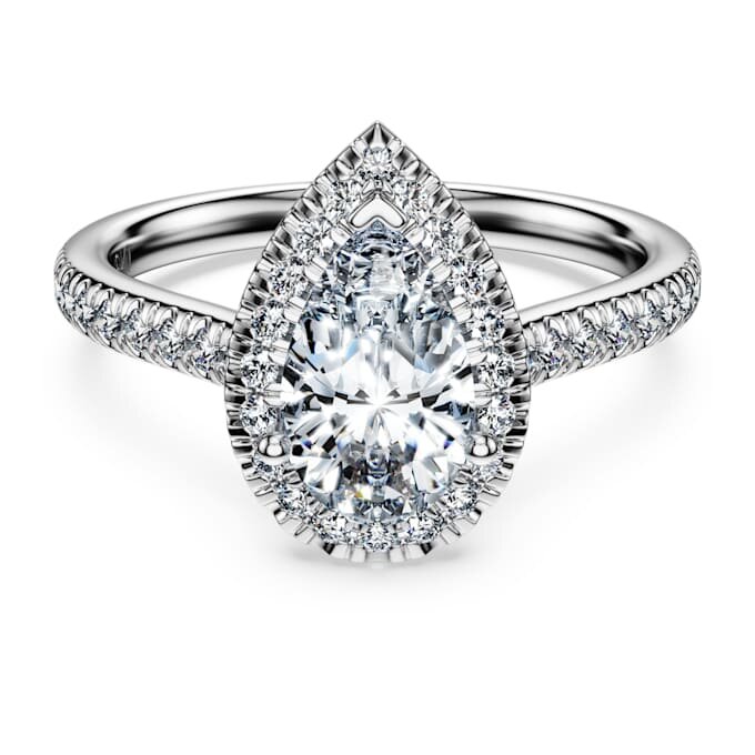 Eternity-Halo-Solitärring mit im Labor gezüchteten Diamanten, 1,3 Karat insgesamt, Birnenform, 14 Karat Weißgold Eternity-Halo-Solitärring mit im Labor gezüchteten Diamanten, 1,3 Karat insgesamt, Birnenform, 14 Karat Weißgold