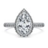 Eternity-Halo-Solitärring mit im Labor gezüchteten Diamanten, 1,3 Karat insgesamt, Birnenform, 14 Karat Weißgold Eternity-Halo-Solitärring mit im Labor gezüchteten Diamanten, 1,3 Karat insgesamt, Birnenform, 14 Karat Weißgold