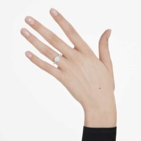 Eternity-Halo-Solitärring mit im Labor gezüchteten Diamanten, 1,33 Karat insgesamt, runde Form, 14-karätiges Weißgold