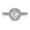 Eternity-Halo-Solitärring mit im Labor gezüchteten Diamanten, 1,33 Karat insgesamt, runde Form, 14-karätiges Weißgold Eternity-Halo-Solitärring mit im Labor gezüchteten Diamanten, 1,33 Karat insgesamt, runde Form, 14-karätiges Weißgold