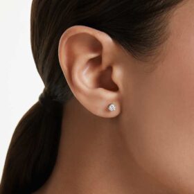 Eternity-Ohrringe mit im Labor gezüchteten Diamanten, 0,52 Karat insgesamt, runde Form, Sterlingsilber