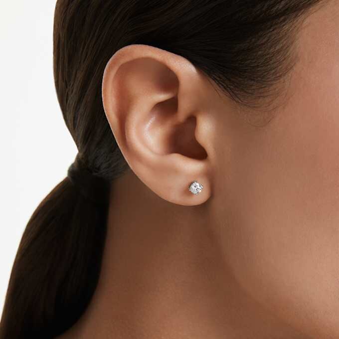 Eternity-Ohrringe mit im Labor gezüchteten Diamanten, 0,52 Karat insgesamt, runde Form, Sterlingsilber Eternity-Ohrringe mit im Labor gezüchteten Diamanten, 0,52 Karat insgesamt, runde Form, Sterlingsilber