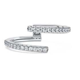 Eternity-Ring mit offenem Band, im Labor gezüchtete Diamanten 0,2 Karat insgesamt, runde Form, 14 Karat Weißgold