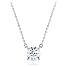 Eternity-Solitaire-Anhänger mit im Labor gezüchteten Diamanten, 1 Karat insgesamt, runde Form, 14-karätiges Weißgold Eternity-Solitaire-Anhänger mit im Labor gezüchteten Diamanten, 1 Karat insgesamt, runde Form, 14-karätiges Weißgold