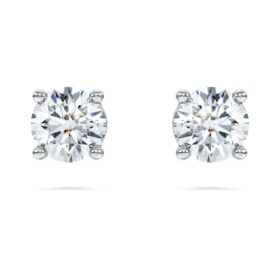 Eternity Solitaire-Ohrringe mit im Labor gezüchteten Diamanten, 1 Karat insgesamt, runde Form, 14K Weißgold