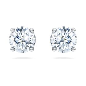 Eternity Solitaire-Ohrringe mit im Labor gezüchteten Diamanten, 2 Karat insgesamt, runde Form, 14-karätiges Weißgold