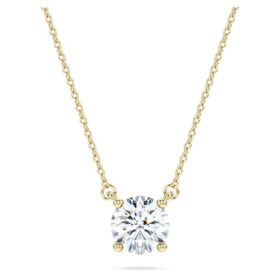 Eternity-Solitär-Anhänger mit im Labor gezüchteten Diamanten, 1 Karat insgesamt, runde Form, 14 Karat Gelbgold Eternity-Solitär-Anhänger mit im Labor gezüchteten Diamanten, 1 Karat insgesamt, runde Form, 14 Karat Gelbgold