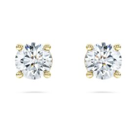 Eternity-Solitär-Ohrringe mit im Labor gezüchteten Diamanten, 1 Karat insgesamt, runde Form, 14 Karat Gelbgold