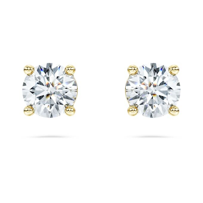 Eternity-Solitär-Ohrringe mit im Labor gezüchteten Diamanten, 1 Karat insgesamt, runde Form, 14 Karat Gelbgold Eternity-Solitär-Ohrringe mit im Labor gezüchteten Diamanten, 1 Karat insgesamt, runde Form, 14 Karat Gelbgold