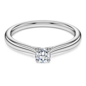 Eternity-Solitärring mit im Labor gezüchteten Diamanten, 0,25 Karat insgesamt, runde Form, Sterlingsilber