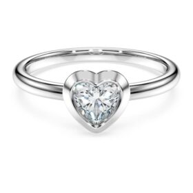 Eternity-Solitärring mit im Labor gezüchteten Diamanten, 0,5 Karat insgesamt, Herzform, Sterlingsilber