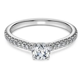 Eternity-Solitärring mit im Labor gezüchteten Diamanten, 0,7 Karat insgesamt, runde Form, 14 Karat Weißgold