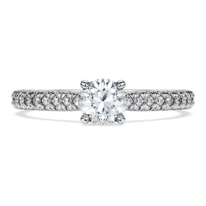 Eternity-Solitärring mit im Labor gezüchteten Diamanten, 0,7 Karat insgesamt, runde Form, 14 Karat Weißgold Eternity-Solitärring mit im Labor gezüchteten Diamanten, 0,7 Karat insgesamt, runde Form, 14 Karat Weißgold