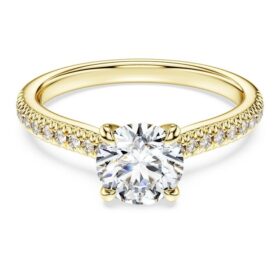 Eternity-Solitärring mit im Labor gezüchteten Diamanten, 1,2 Karat insgesamt, runde Form, 14 Karat Gelbgold