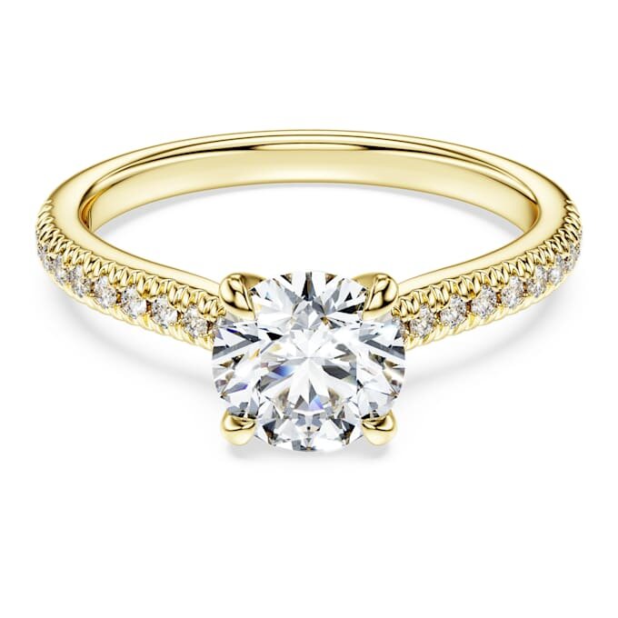 Eternity-Solitärring mit im Labor gezüchteten Diamanten, 1,2 Karat insgesamt, runde Form, 14 Karat Gelbgold Eternity-Solitärring mit im Labor gezüchteten Diamanten, 1,2 Karat insgesamt, runde Form, 14 Karat Gelbgold