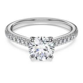 Eternity-Solitärring mit im Labor gezüchteten Diamanten, 1,2 Karat insgesamt, runde Form, 14 Karat Weißgold