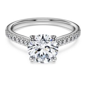 Eternity-Solitärring mit im Labor gezüchteten Diamanten, 1,7 Karat insgesamt, runde Form, 14 Karat Weißgold