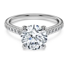 Eternity-Solitärring mit im Labor gezüchteten Diamanten, 2,2 Karat insgesamt, runde Form, 14 Karat Weißgold