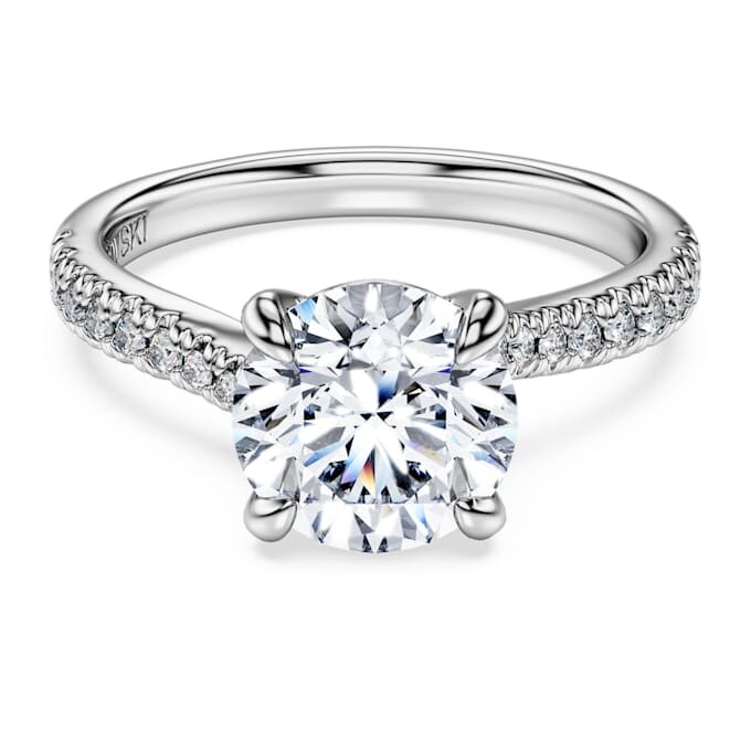 Eternity-Solitärring mit im Labor gezüchteten Diamanten, 2,25 Karat insgesamt, runde Form, 14 Karat Weißgold Eternity-Solitärring mit im Labor gezüchteten Diamanten, 2,25 Karat insgesamt, runde Form, 14 Karat Weißgold