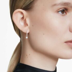 Eternity-Tropf-Ohrringe mit im Labor gezüchteten Diamanten, 0,7 Karat insgesamt, runde Form, 14 Karat Weißgold