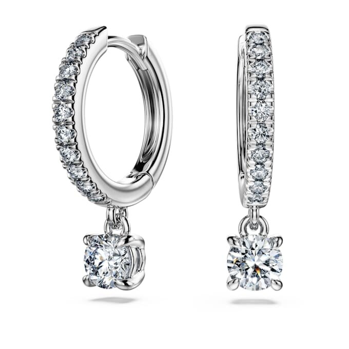 Eternity-Tropf-Ohrringe mit im Labor gezüchteten Diamanten, 0,7 Karat insgesamt, runde Form, 14 Karat Weißgold Eternity-Tropf-Ohrringe mit im Labor gezüchteten Diamanten, 0,7 Karat insgesamt, runde Form, 14 Karat Weißgold