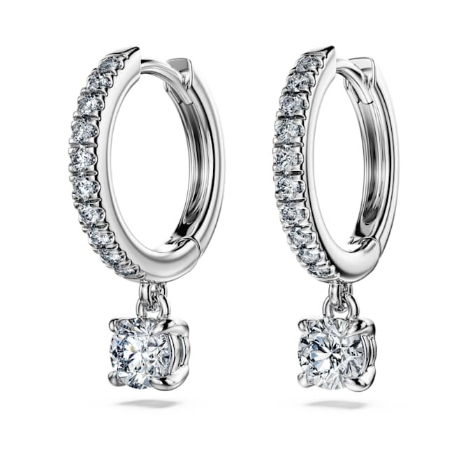 Eternity-Tropf-Ohrringe mit im Labor gezüchteten Diamanten, 0,7 Karat insgesamt, runde Form, 14 Karat Weißgold Eternity-Tropf-Ohrringe mit im Labor gezüchteten Diamanten, 0,7 Karat insgesamt, runde Form, 14 Karat Weißgold