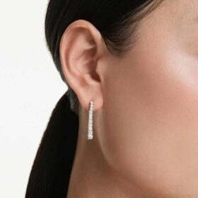 Eternity-Tropfenohrringe mit im Labor gezüchteten Diamanten, 1,3 Karat insgesamt, runde Form, 14-karätiges Weißgold