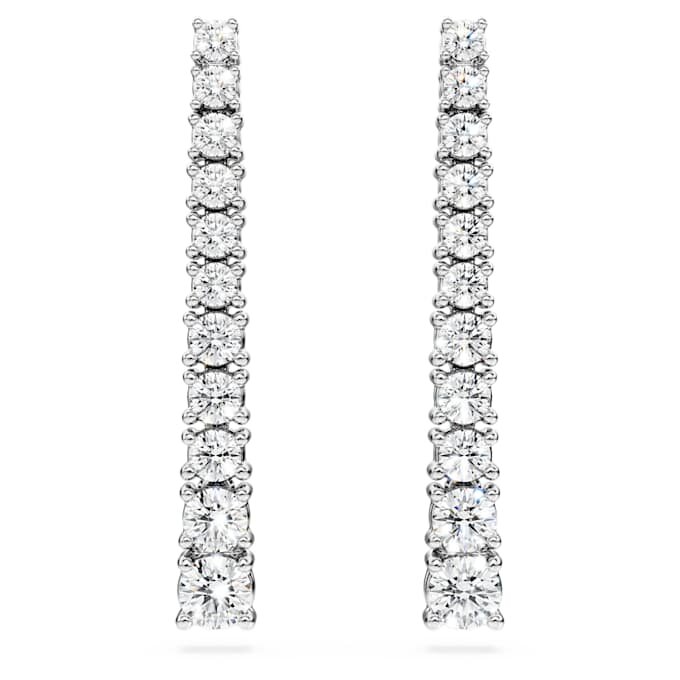 Eternity-Tropfenohrringe mit im Labor gezüchteten Diamanten, 1,3 Karat insgesamt, runde Form, 14-karätiges Weißgold Eternity-Tropfenohrringe mit im Labor gezüchteten Diamanten, 1,3 Karat insgesamt, runde Form, 14-karätiges Weißgold