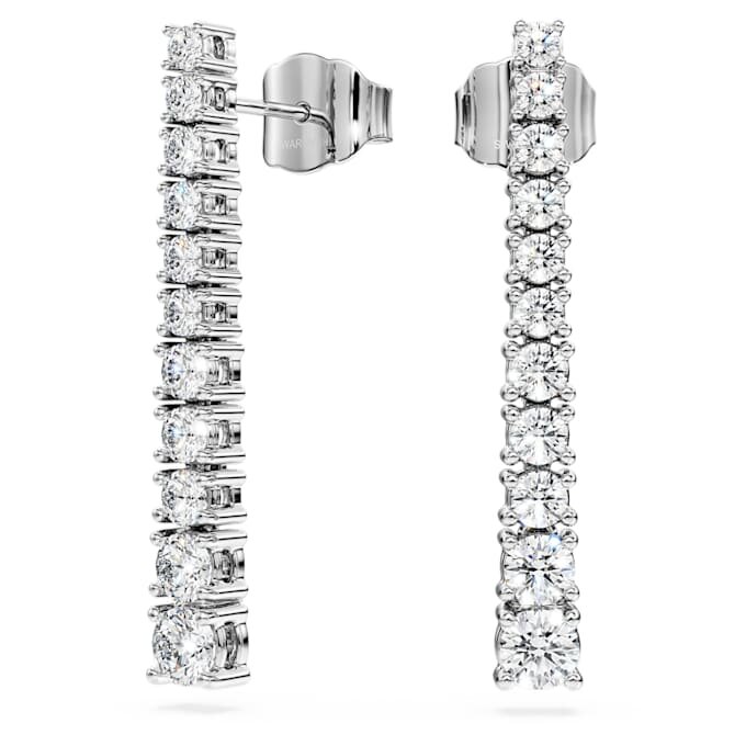Eternity-Tropfenohrringe mit im Labor gezüchteten Diamanten, 1,3 Karat insgesamt, runde Form, 14-karätiges Weißgold Eternity-Tropfenohrringe mit im Labor gezüchteten Diamanten, 1,3 Karat insgesamt, runde Form, 14-karätiges Weißgold