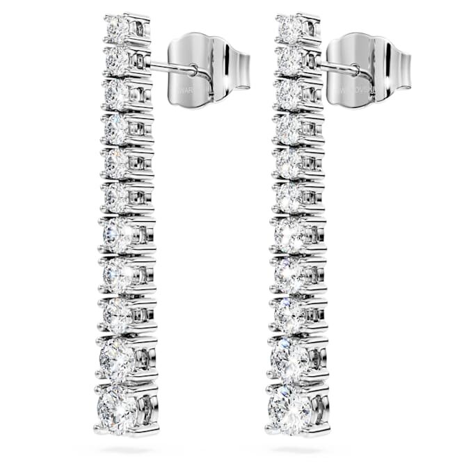 Eternity-Tropfenohrringe mit im Labor gezüchteten Diamanten, 1,3 Karat insgesamt, runde Form, 14-karätiges Weißgold Eternity-Tropfenohrringe mit im Labor gezüchteten Diamanten, 1,3 Karat insgesamt, runde Form, 14-karätiges Weißgold