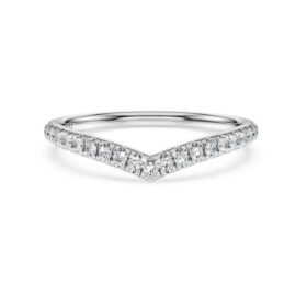 Eternity V-Band-Ring mit im Labor gezüchteten Diamanten, 0,25 Karat insgesamt, runde Form, 14-karätiges Weißgold