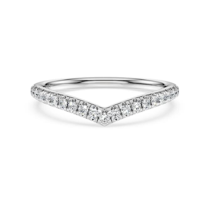 Eternity V-Band-Ring mit im Labor gezüchteten Diamanten, 0,25 Karat insgesamt, runde Form, 14-karätiges Weißgold Eternity V-Band-Ring mit im Labor gezüchteten Diamanten, 0,25 Karat insgesamt, runde Form, 14-karätiges Weißgold