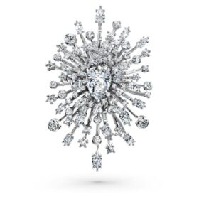 Galaxy-Brosche mit im Labor gezüchteten Diamanten, 15,71 Karat insgesamt, verschiedene Formen, 18 Karat Weißgold