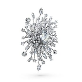 Galaxy-Brosche mit im Labor gezüchteten Diamanten, 15,71 Karat insgesamt, verschiedene Formen, 18 Karat Weißgold