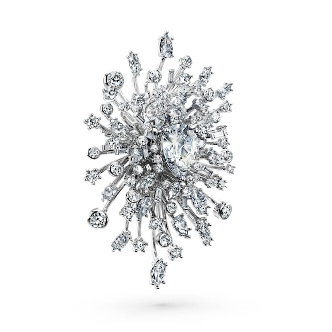 Galaxy-Brosche mit im Labor gezüchteten Diamanten, 15,71 Karat insgesamt, verschiedene Formen, 18 Karat Weißgold Galaxy-Brosche mit im Labor gezüchteten Diamanten, 15,71 Karat insgesamt, verschiedene Formen, 18 Karat Weißgold