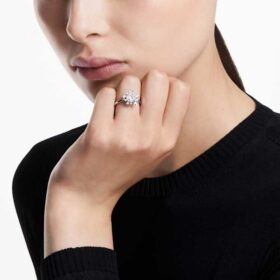 Galaxy-Ring mit im Labor gezüchteten Diamanten, 2 Karat insgesamt, runde Form, 14-karätiges Weißgold
