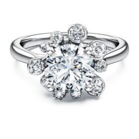 Galaxy-Ring mit im Labor gezüchteten Diamanten, 2 Karat insgesamt, runde Form, 14-karätiges Weißgold