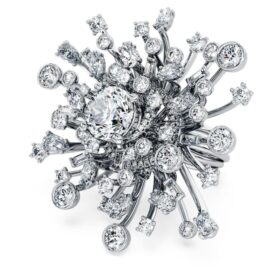 Galaxy-Ring mit im Labor gezüchteten Diamanten, 9,5 Karat insgesamt, verschiedene Formen, 18 Karat Weißgold
