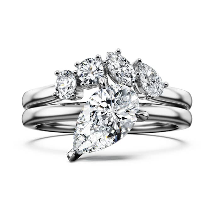 Galaxy-Ring-Set (2), im Labor gezüchtete Diamanten 1,4 Karat insgesamt, Birnenform, 14-karätiges Weißgold Galaxy-Ring-Set (2), im Labor gezüchtete Diamanten 1,4 Karat insgesamt, Birnenform, 14-karätiges Weißgold