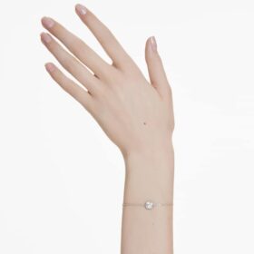 Geburtsstein-Armband mit quadratischem Schliff, April, Weiß, rhodiniert