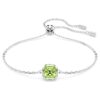 Geburtsstein-Armband mit quadratischem Schliff, August, grün, rhodiniert
