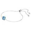 Geburtsstein-Armband mit quadratischem Schliff, Dezember, Blau, rhodiniert