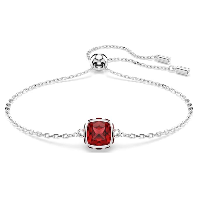 Geburtsstein-Armband mit quadratischem Schliff, Januar, rot, rhodiniert Geburtsstein-Armband mit quadratischem Schliff, Januar, rot, rhodiniert