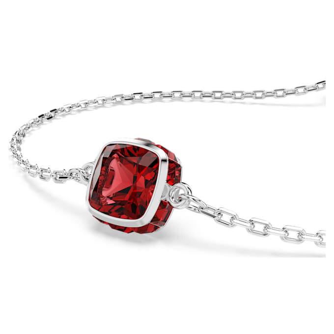 Geburtsstein-Armband mit quadratischem Schliff, Januar, rot, rhodiniert Geburtsstein-Armband mit quadratischem Schliff, Januar, rot, rhodiniert